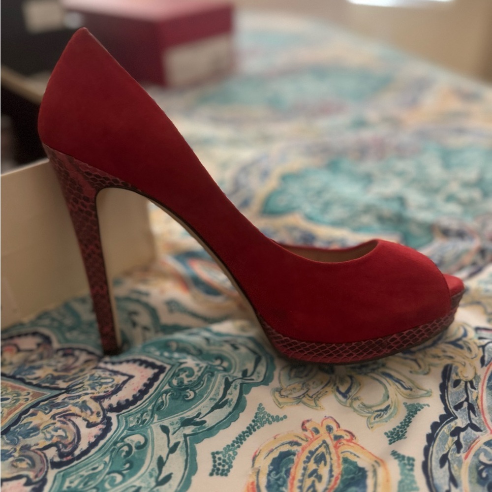 Elegant Red Peep-Toe Heels